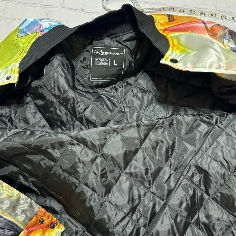 REASON CLOTHING BRAND X NARUTO SHIPPUDEN explosion satin Puffer Bomber jacket